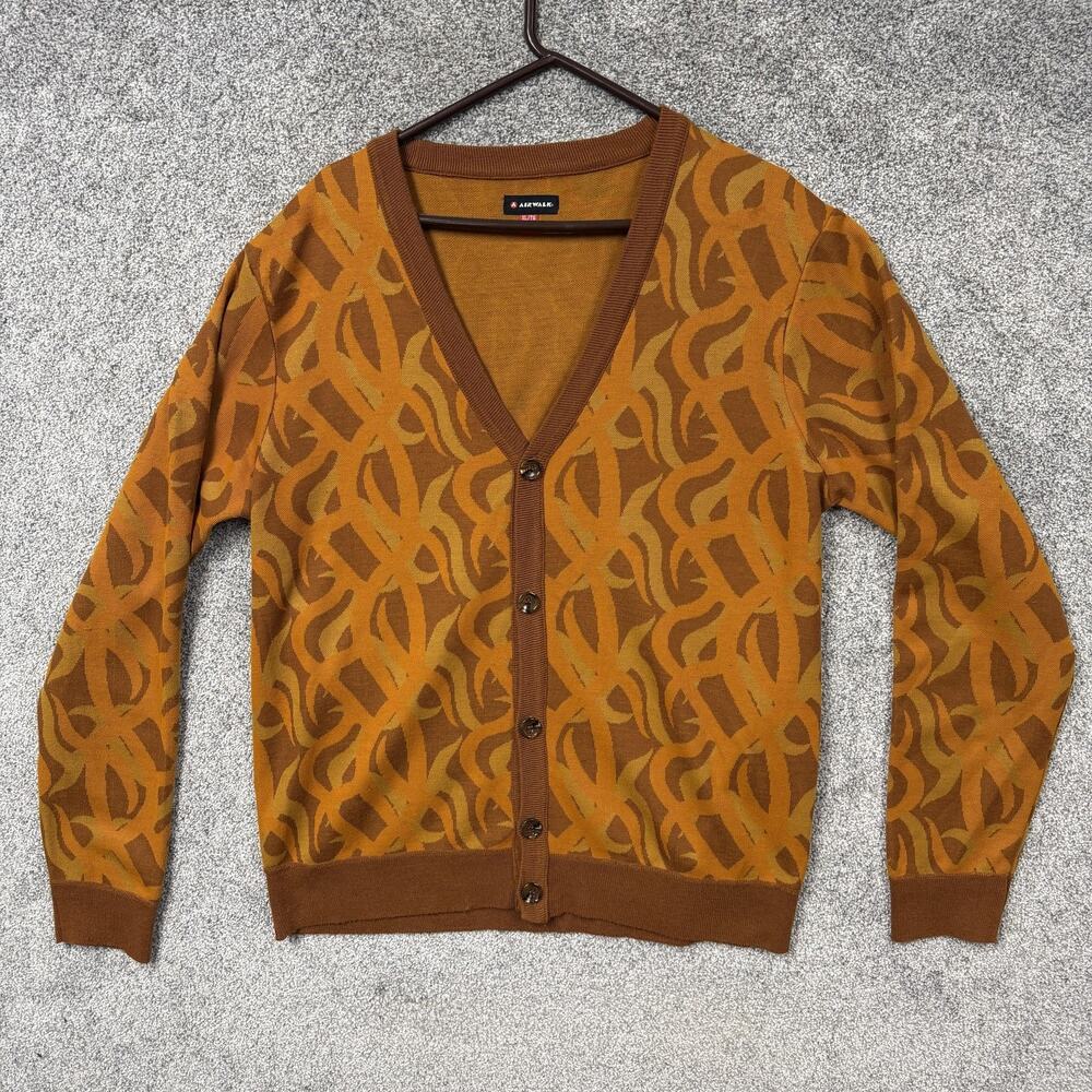 Airwalk Cardigan Sweater XL Abstract Print Grandpacore Indie Skater Streetwear